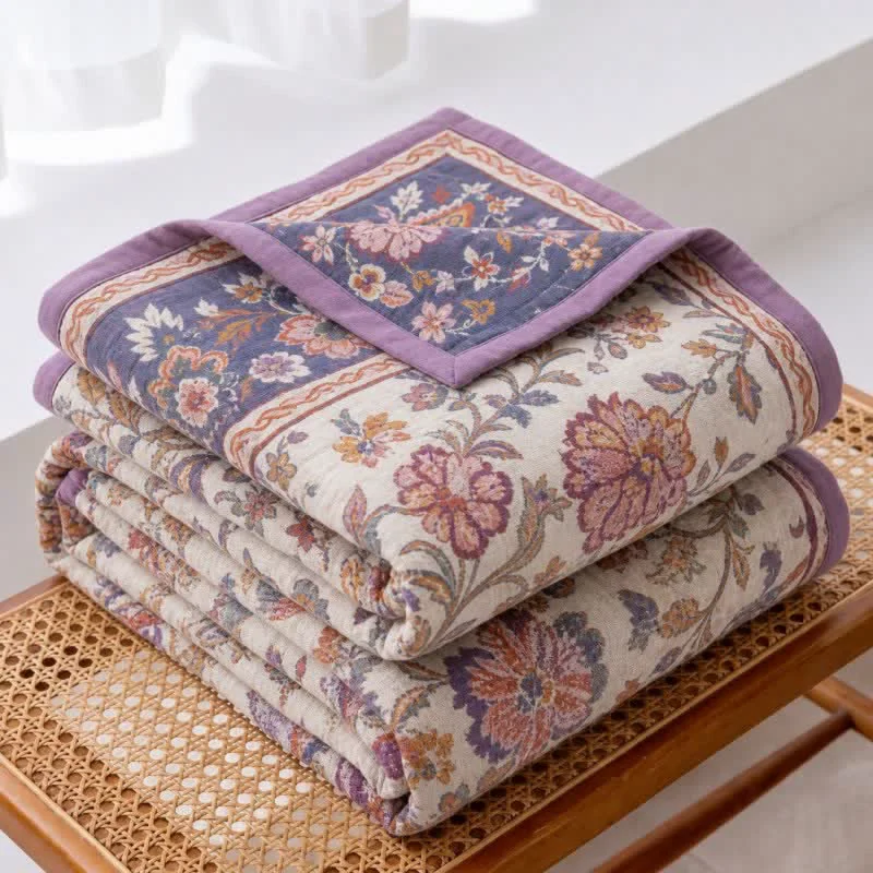 Carefully Designed Ownkoti Bohemian Border Floral Cotton Quilt Blanket Crafted