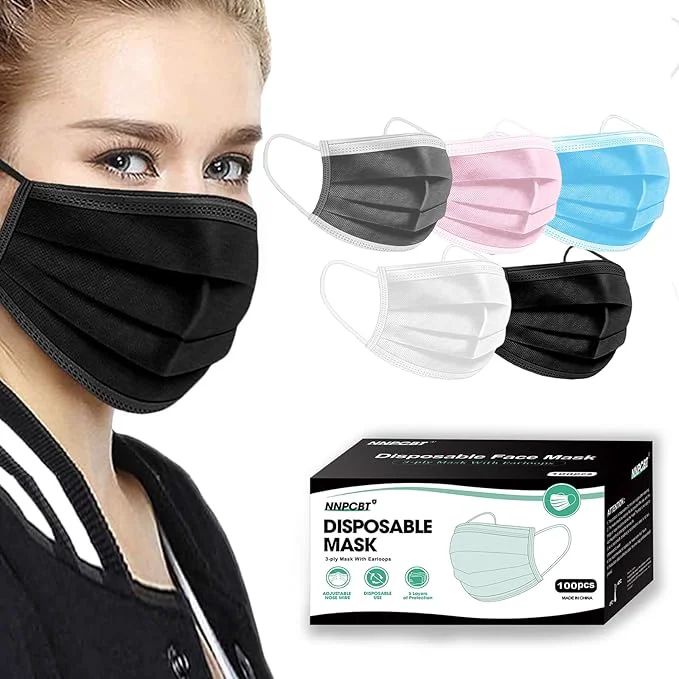 Reliable NNPCBT 5 Color Disposable Face Masks 100 Pack 3-Ply Breathable Mask Effective