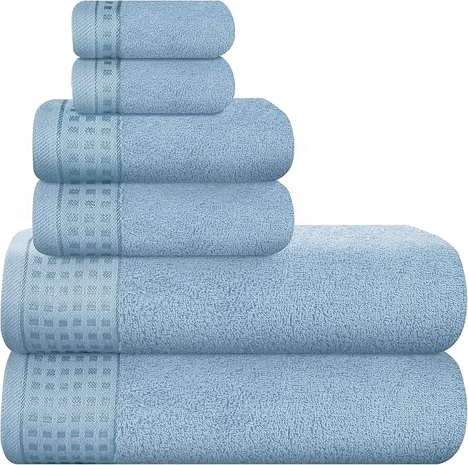 High-Grade GLAMBURG Cotton Ultra Soft 6 Pack Towel Set Contains 2 Bath Towels 28×55 Advanced