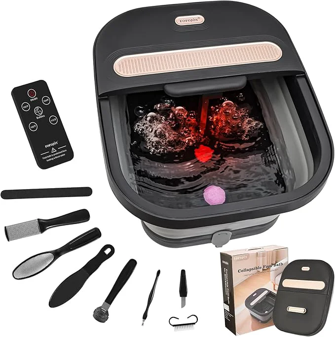 Pure Collapsible Foot Spa Bath with Massager and Heat and Bubble Jets Temperature Advanced