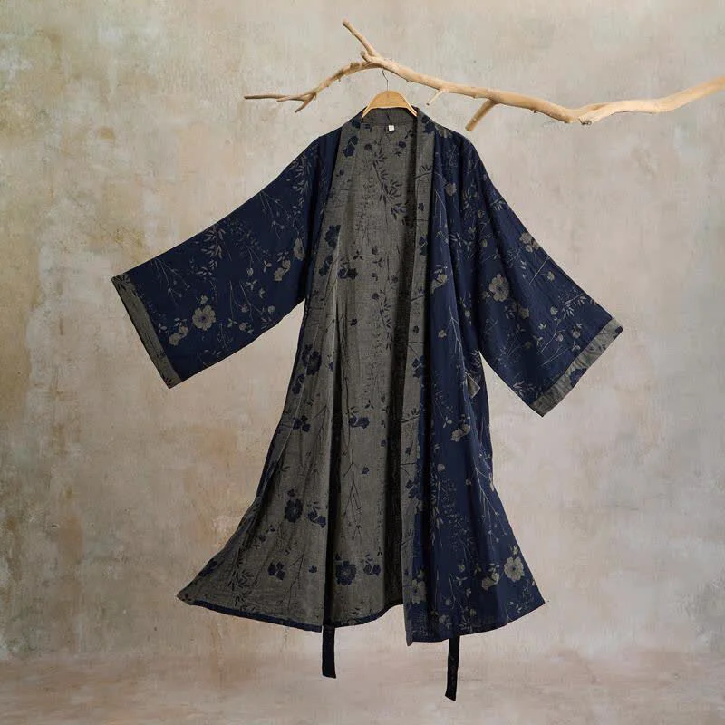 Solid Ownkoti Garden Floral Organic Cotton Kimono Robe Professional