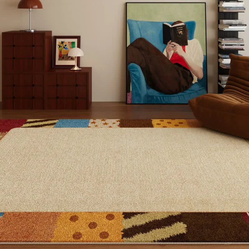 Soft Ownkoti Retro Border Patchwork Area Rug Outstanding