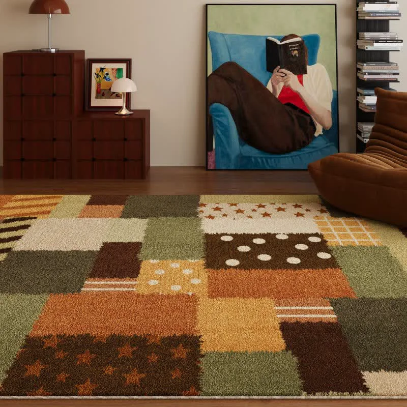 User-Friendly Ownkoti Patchwork Star Dot Striped Area Rug Versatile