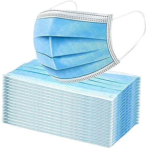 Practical 3-Ply Disposable Face Masks Soft on Skin Pack of Blue Masks Pure