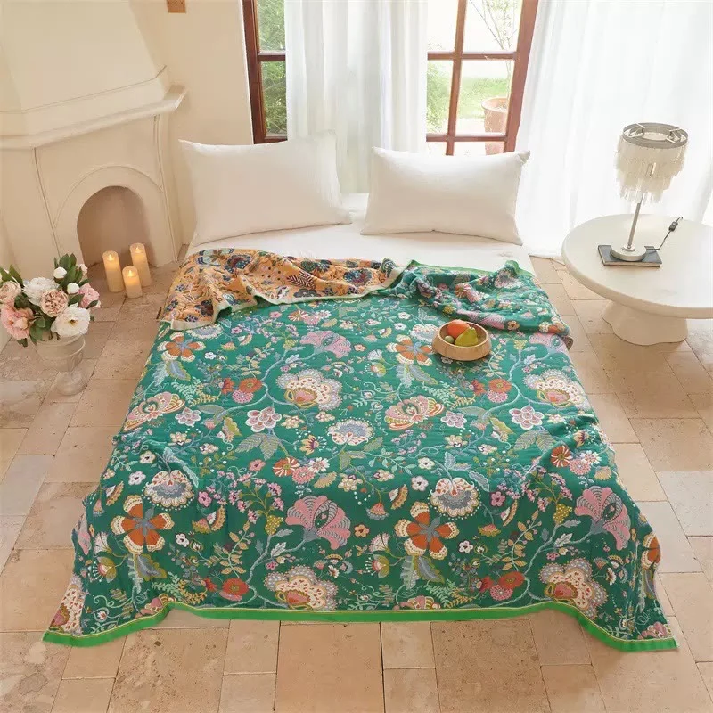 Clean Ownkoti Farmhouse Botanical Reversible Gauze Quilt Flexible