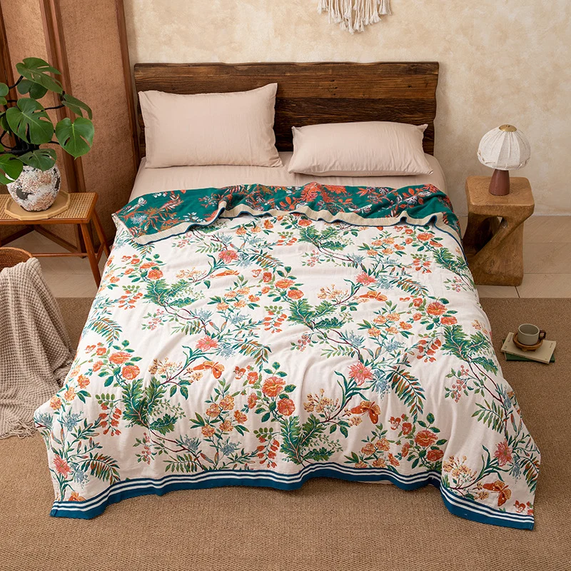 Clean Ownkoti Vintage Vine Floral Reversible Gauze Quilt Unique