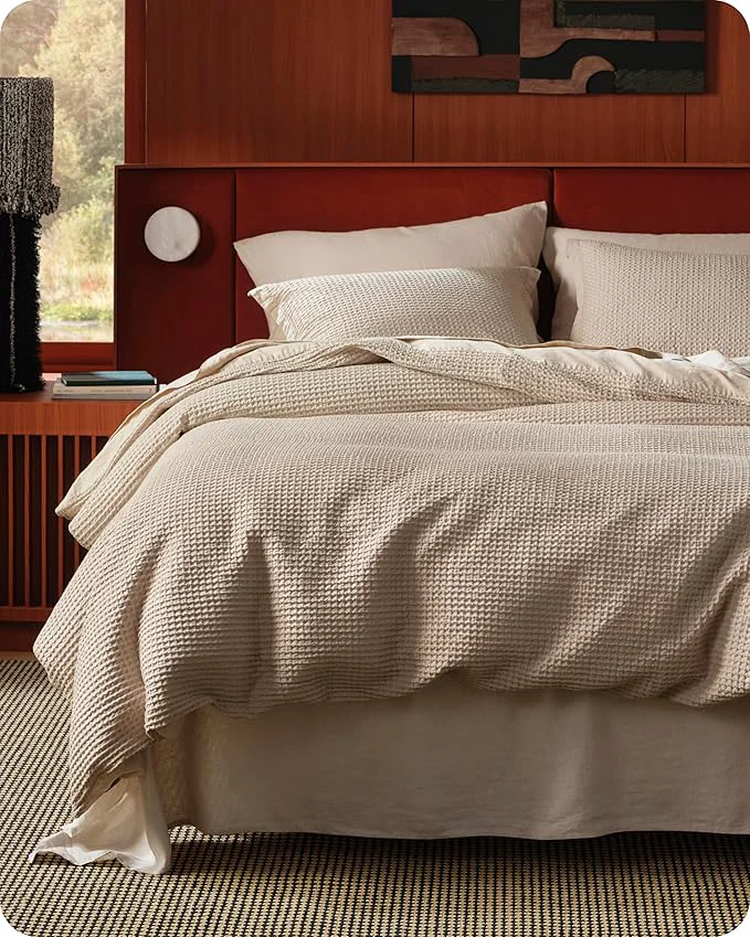 Quality Bedsure Cotton Duvet Cover Set – Cotton Waffle Weave Khaki Duvet Cover Oversized Queen Size GentleSoft™ and Breathable Bedding Set for All Season 3 Pieces 98 quot x98 quot Authentic