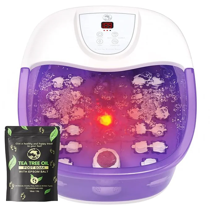 Durable Foot Spa Bath Massager with Heat Temperature Control Bubbles and Epsom Salt Proven