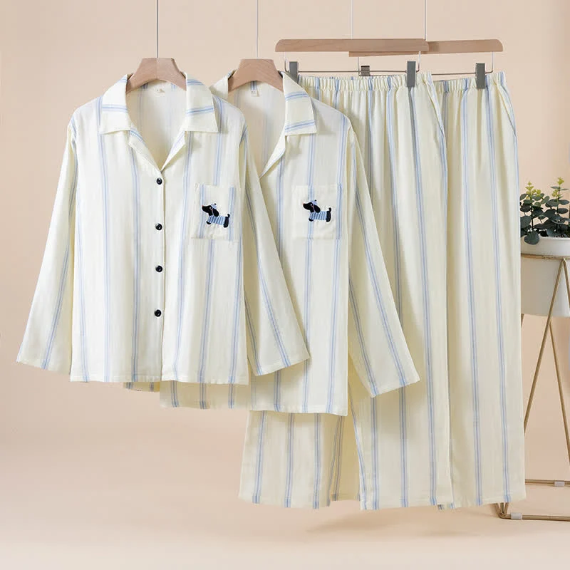 Fine Crafted Ownkoti Striped Cotton Matching Couple Pajama Set Luxury