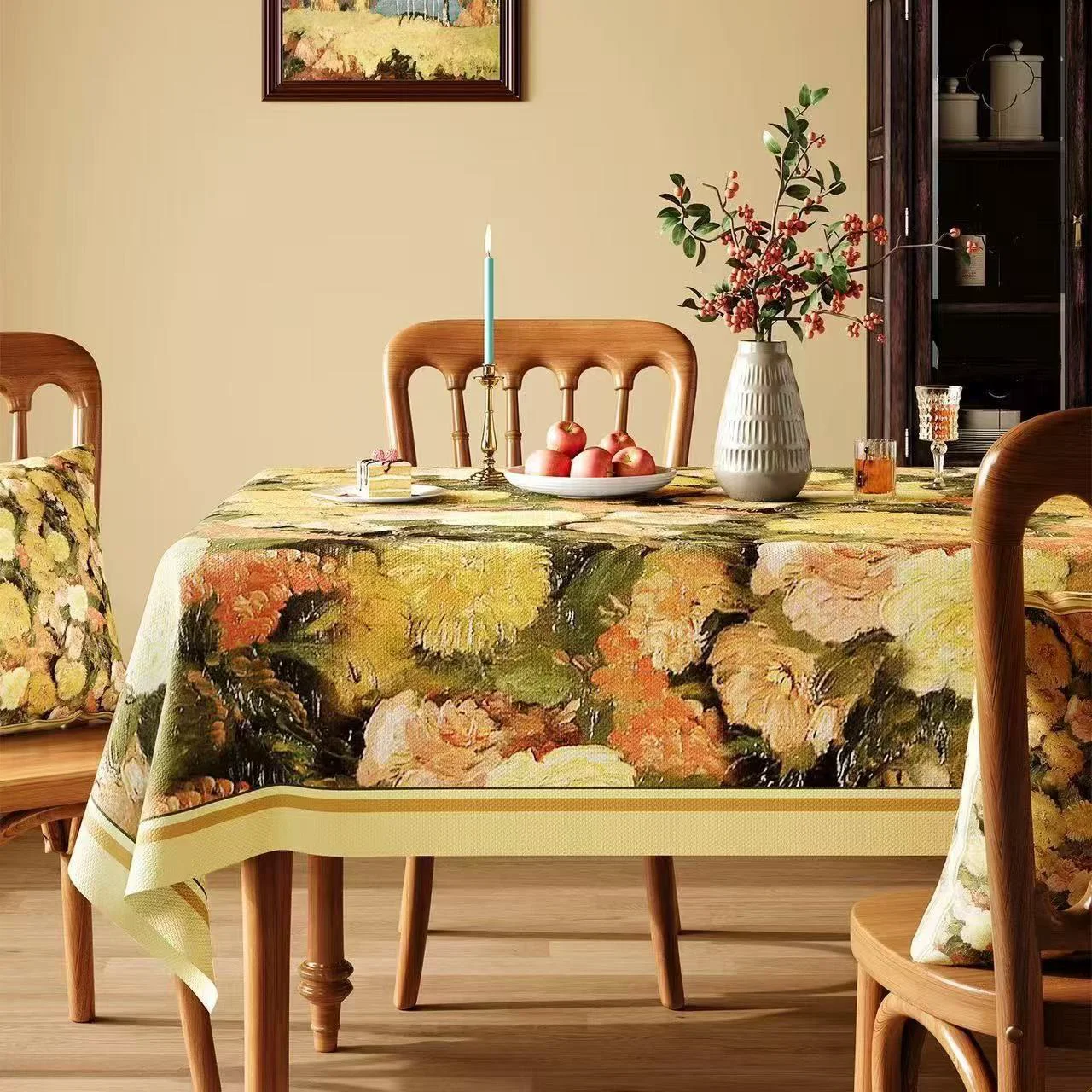 Responsible Ownkoti Elegant Painterly Floral Print Tablecloth Minimalist