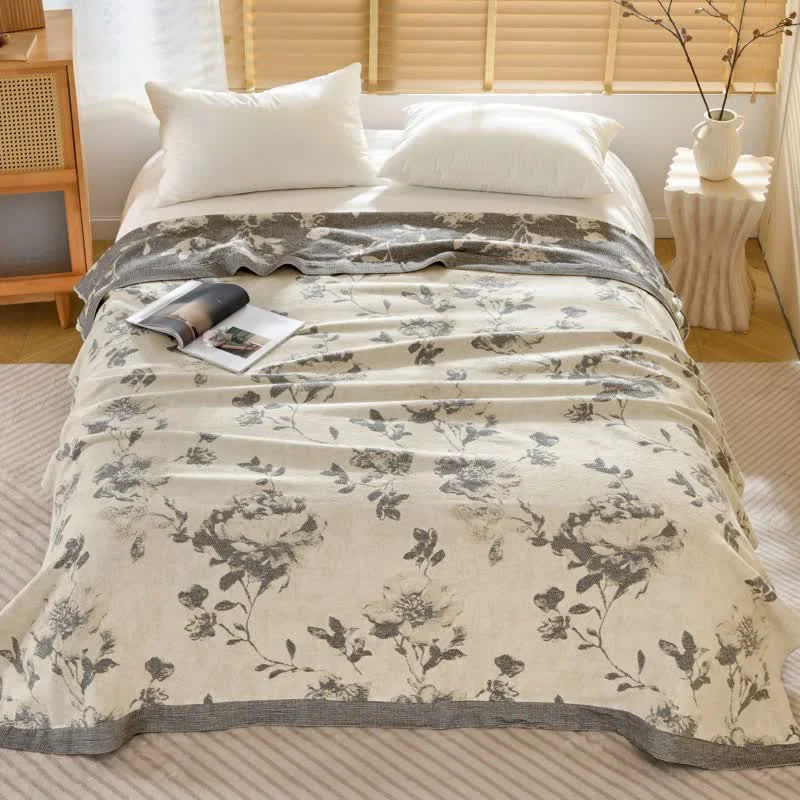Eco-Friendly Ownkoti Vintage Floral Cotton Quilt Blanket Green