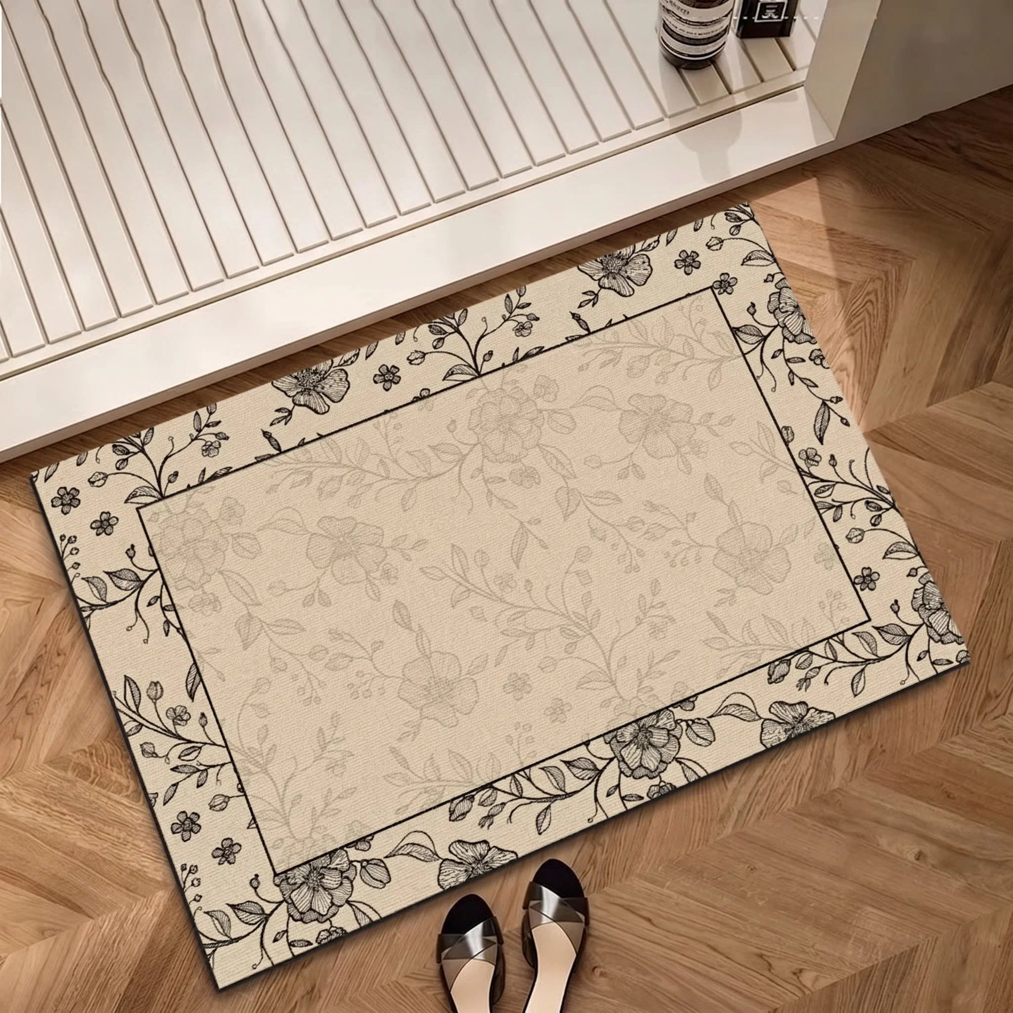 User-Friendly Ownkoti Vintage Vine Floral Bathroom Rug Relaxed