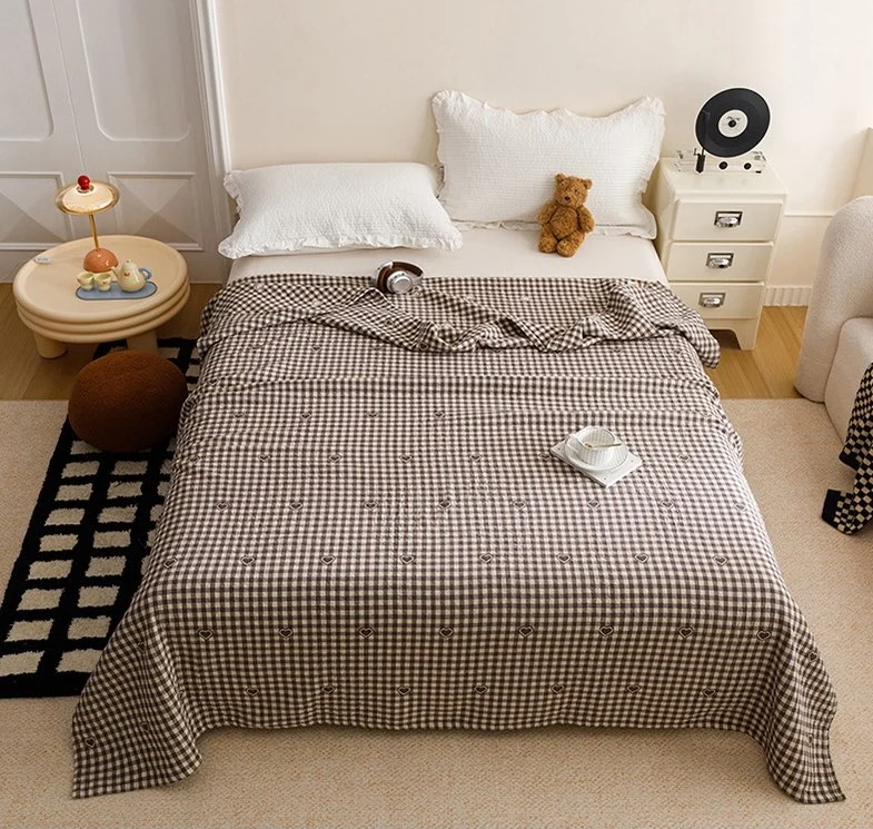 Verified Ownkoti Vintage Checker Heart Cotton Gauze Quilt Certified