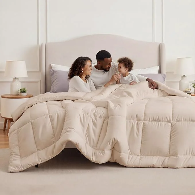 Quality Bedsure Comforter Duvet Insert – Quilted Comforters Cal King Size All Season Duvet Down Bedding with 8 Tabs Gifts for Women Men Beige Alaskan King 130×120 Inches Exclusive