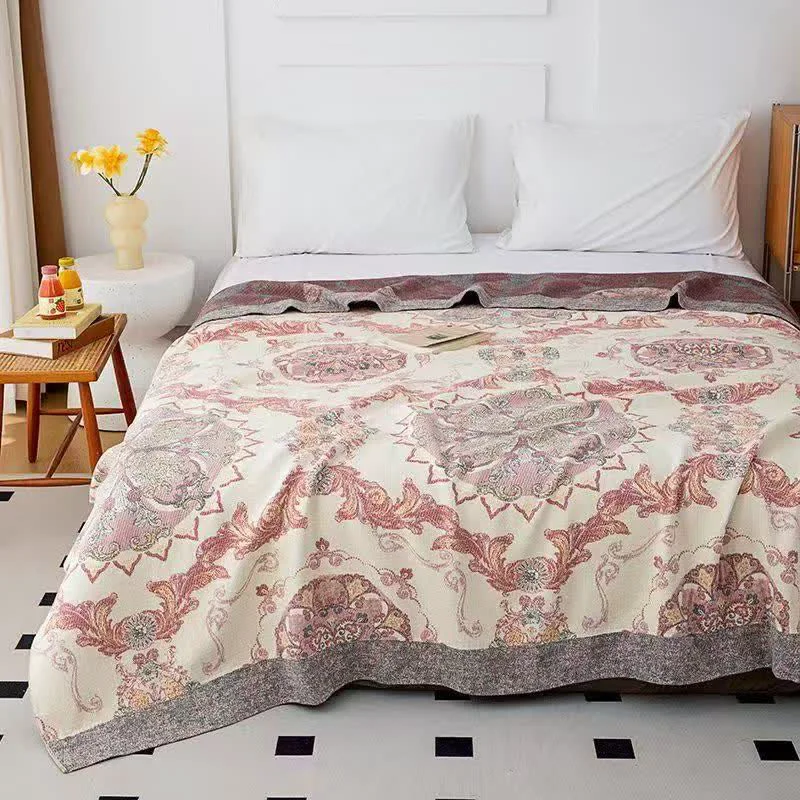 Detailed Ownkoti Vintage Ornate Floral Cotton Gauze Quilt Smooth