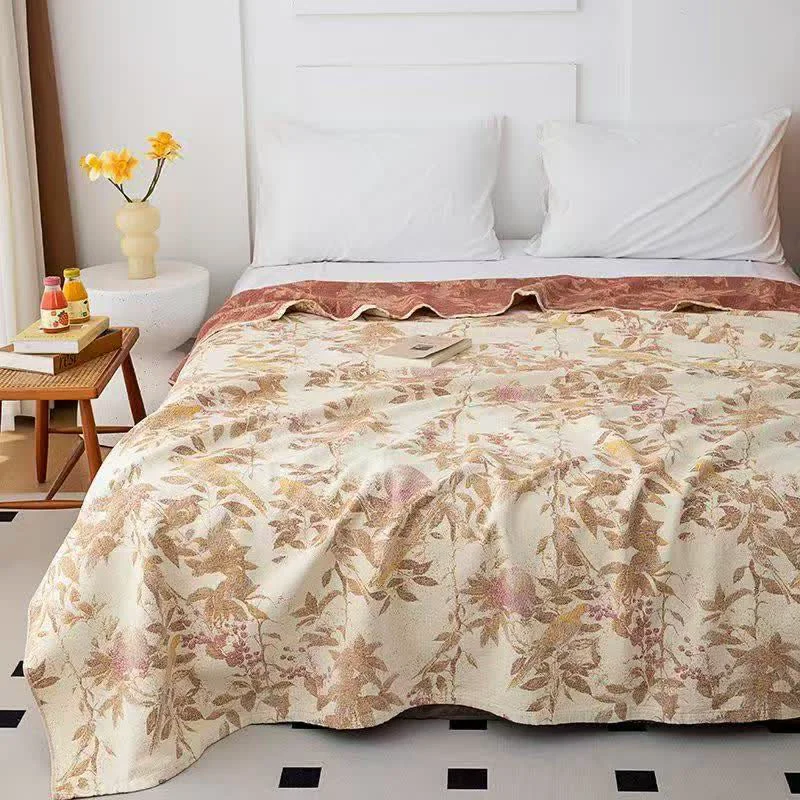 Proven Ownkoti Botanical Floral Bird amp Leaves Cotton Gauze Quilt Comfortable