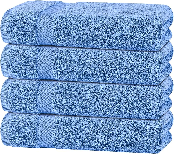 Quality White Classic Light Blue Bath Towels 27×54 Inch Cotton Towel Set Relaxed