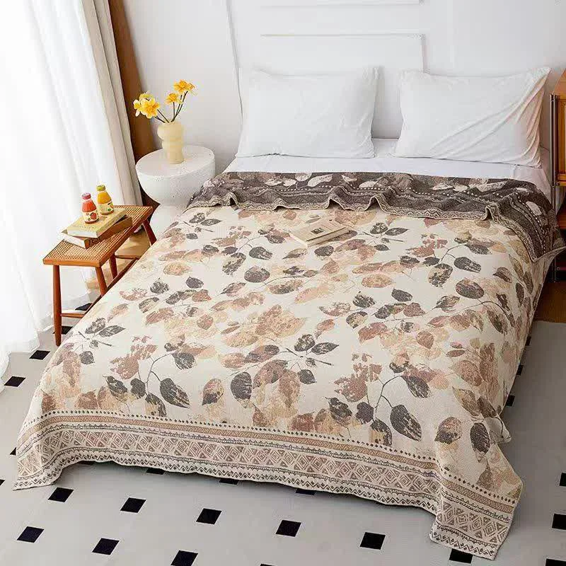 Authentic Ownkoti Bohemian Autumn Leaf Cotton Gauze Quilt Next-Generation