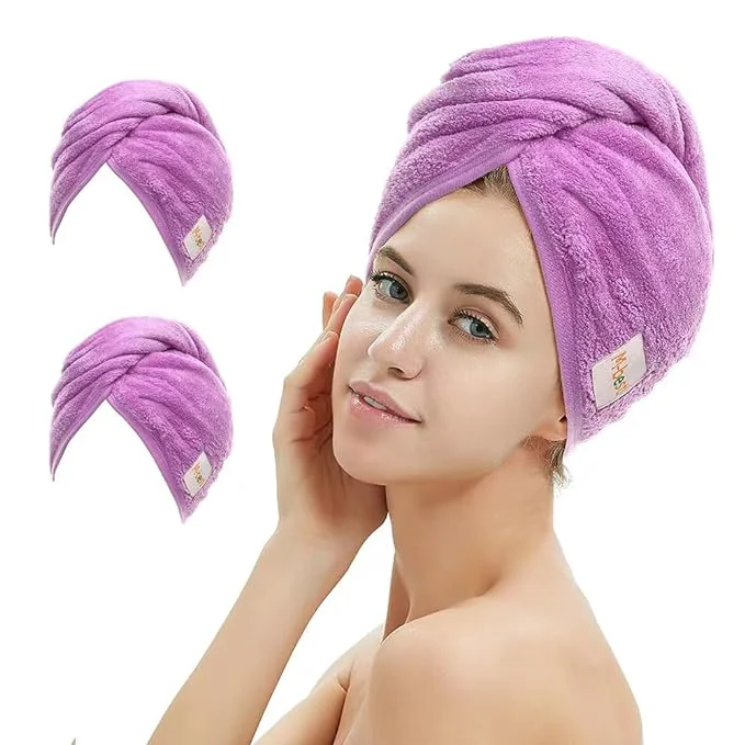 Breathable M-l 2 Pack Microfiber Hair Towel Wrap Hair Drying Towel Artisan