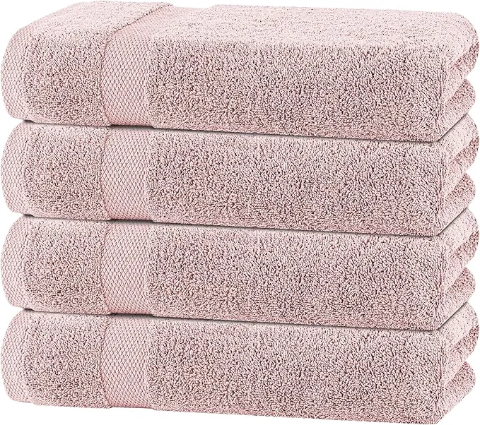 Traditional White Classic Pink Bath Towels 27×54 Inch Cotton Towel Set Expertly Made
