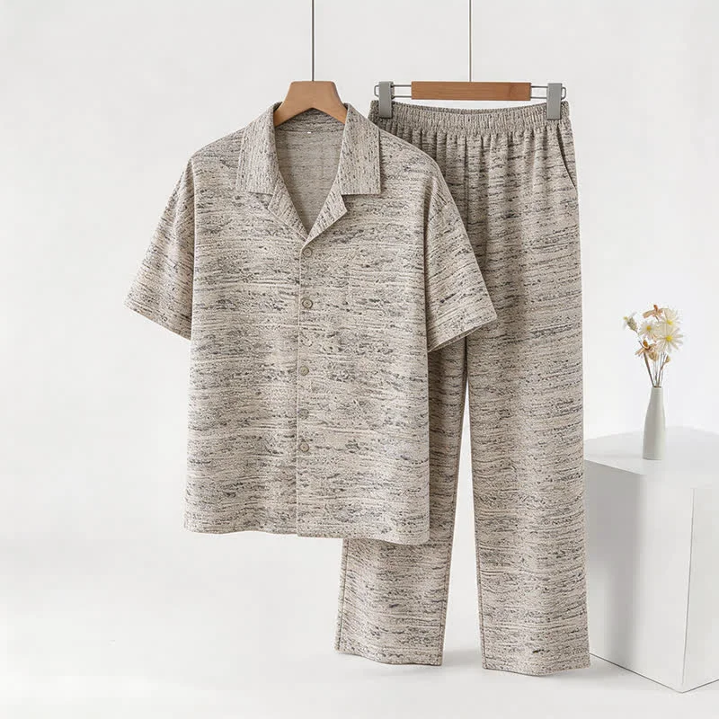 Exceptional Ownkoti Cotton Heathered Marled Button Loungewear Set Efficient