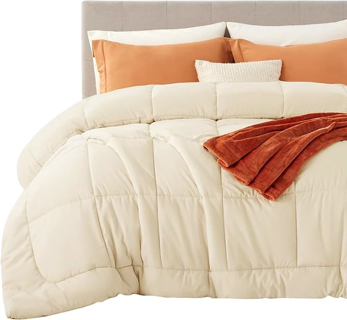 Trendy Bedsure Comforter Duvet Insert – Quilted Comforters Cal King Size All Season Duvet GentleSoft Down Bedding with 8 Tabs Gifts for Women Men Cream Cal King 102 x 96 Inches High-Performance
