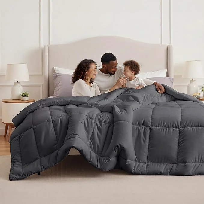 Selected Bedsure Comforter Duvet Insert – Quilted Comforters Oversize Queen Size All Season Duvet GentleSoft Down Bedding with 8 Tabs Gifts for Women Men Grey Oversize Queen 98 x 98 Inches Recyclable
