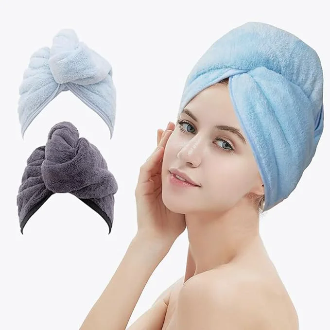 Flexible M-l 2 Pack Hair Drying Towels Hair Towel Wrap Absorbent Microfiber Hair Convenient