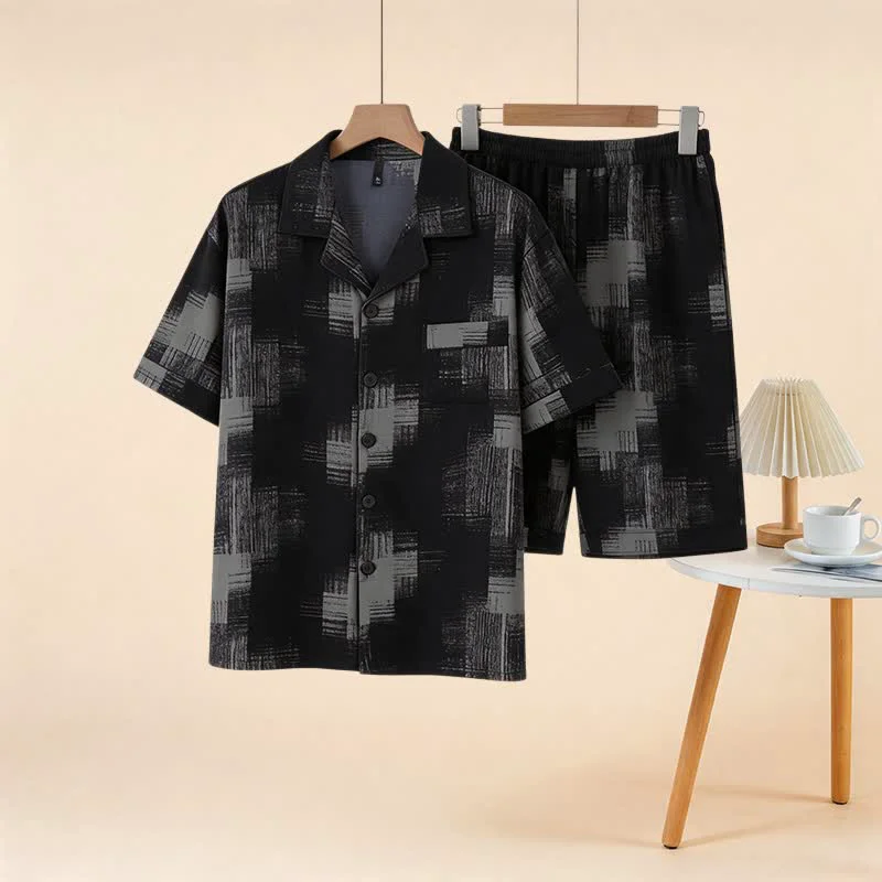Fine Ownkoti Plus Size Dark Abstract Loungewear Set Functional