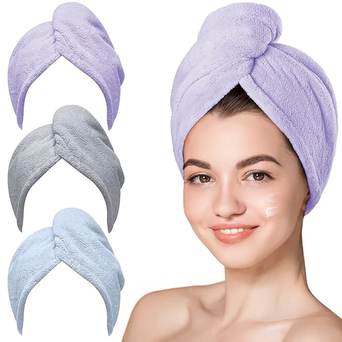 Sophisticated Hicober Microfiber Hair Towel 3 Packs Hair Turbans Verified