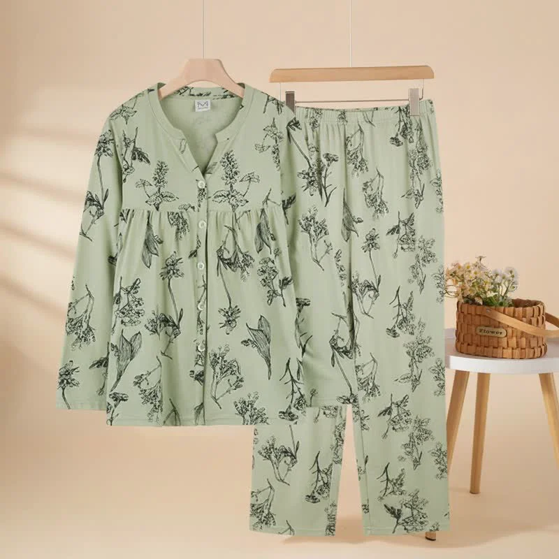 Enhanced Ownkoti Floral Cotton 3 4 Sleeve Women 39 s Pajamas Smooth