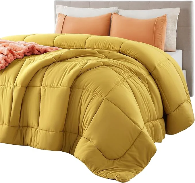 Responsible Bedsure Comforter Duvet Insert – Quilted Comforters Twin XL Size All Season Duvet GentleSoft Down Bedding Blanket with 8 Tabs Gifts for Women Men Mustard Yellow Twin XL 92×68 Inches Traditional