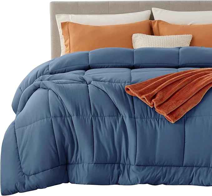 Elegant Bedsure Comforter Duvet Insert – Quilted Comforters King Size All Season Duvet GentleSoft Down Bedding with 8 Tabs Gifts for Women Men Dark Slate Blue King 90 x 102 Inches Solid