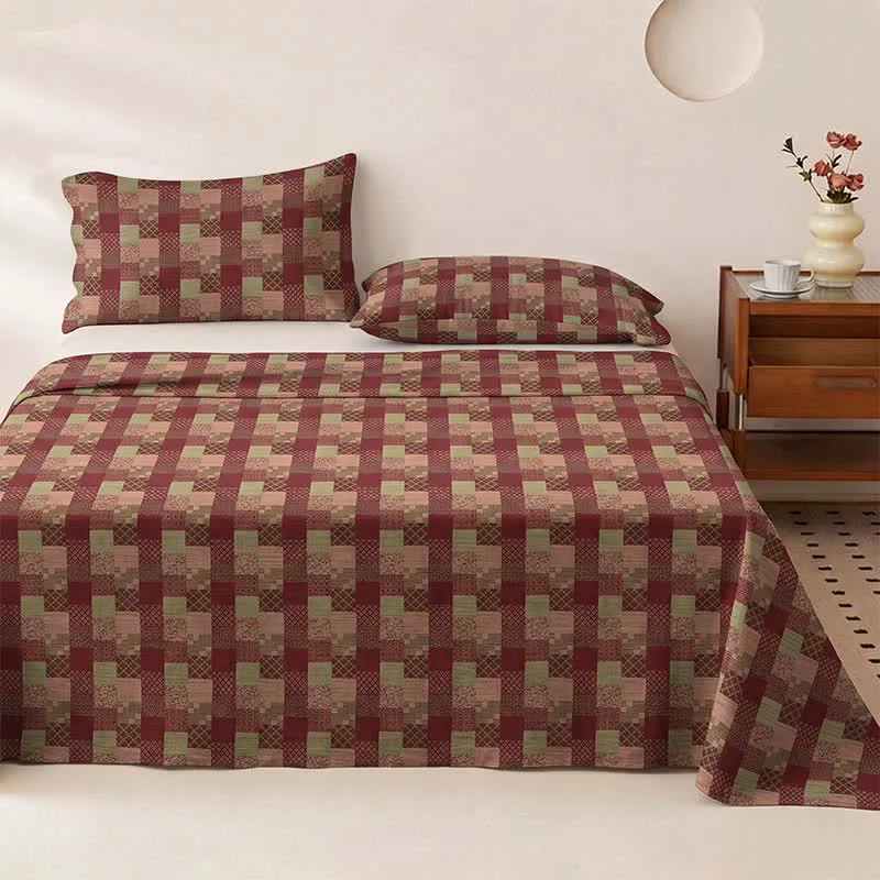 Premium Ownkoti Retro Patchwork Style Cotton Gauze Bedspread Sophisticated