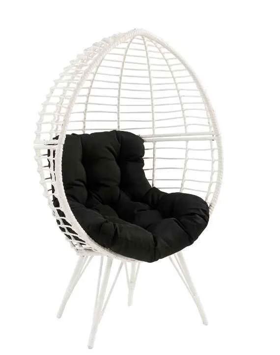 Innovative Galzed – Patio Lounge Chair – Black Fabric amp White Wicker Dependable