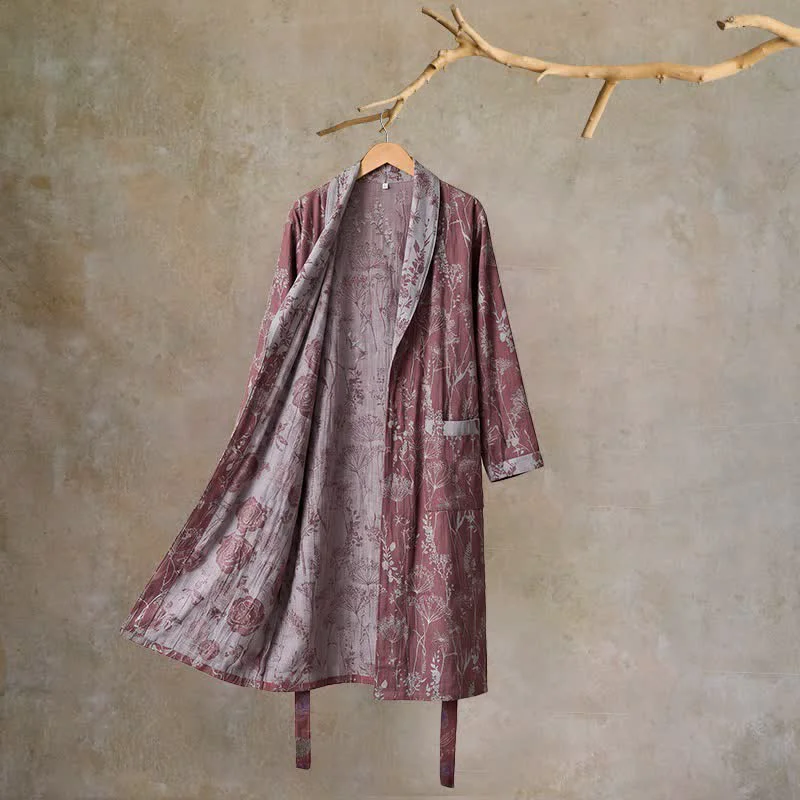 Relaxed Ownkoti Vintage Botanical Cotton Double Gauze Robe Premium