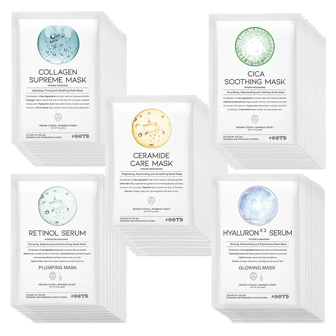 Practical 50Combo Korean Face Sheet Mask Gift Pack Brightening Rejuvenating EVE Vegan Lightweight