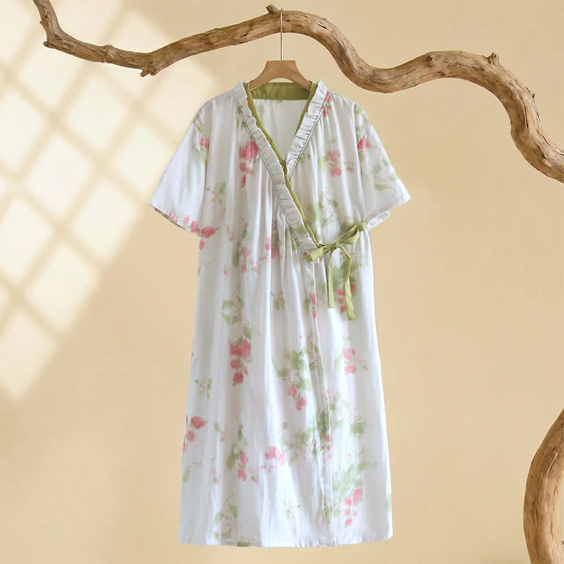 Luxury Ownkoti Botanical Garden Cotton Gauze Kimono Nightdress Outstanding