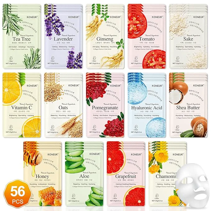Advanced KONEUK 56 Pack Sheet Face Masks Skincare Authentic