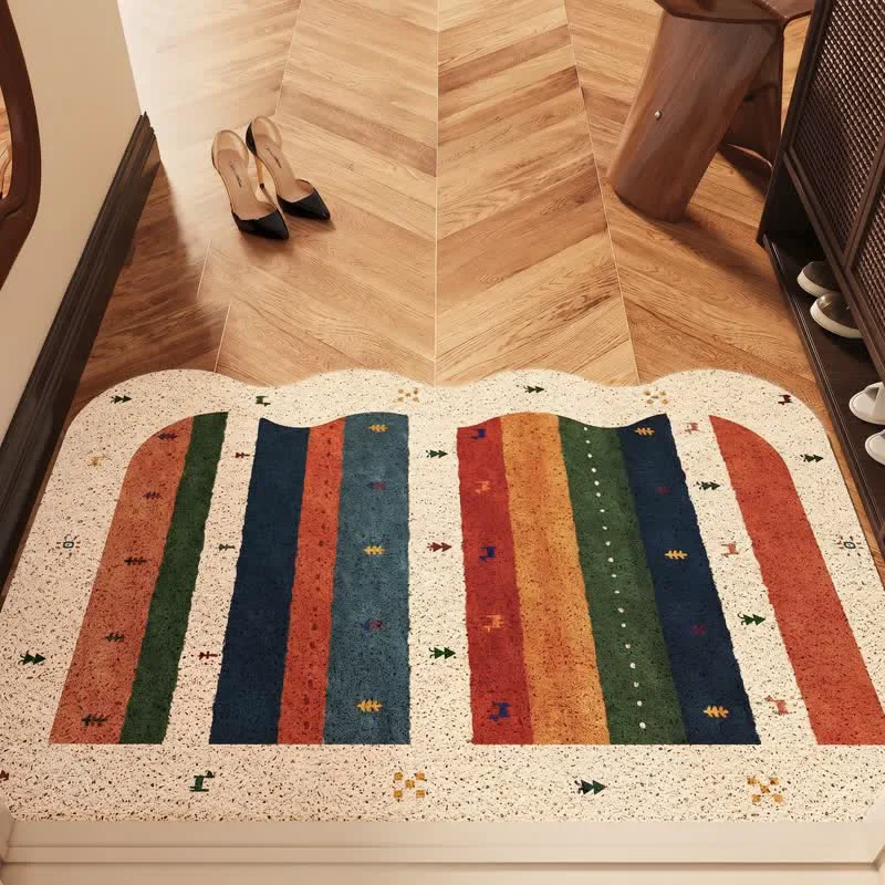 Casual Ownkoti Vintage Tribal Rainbow PVC Door Rug Traditional
