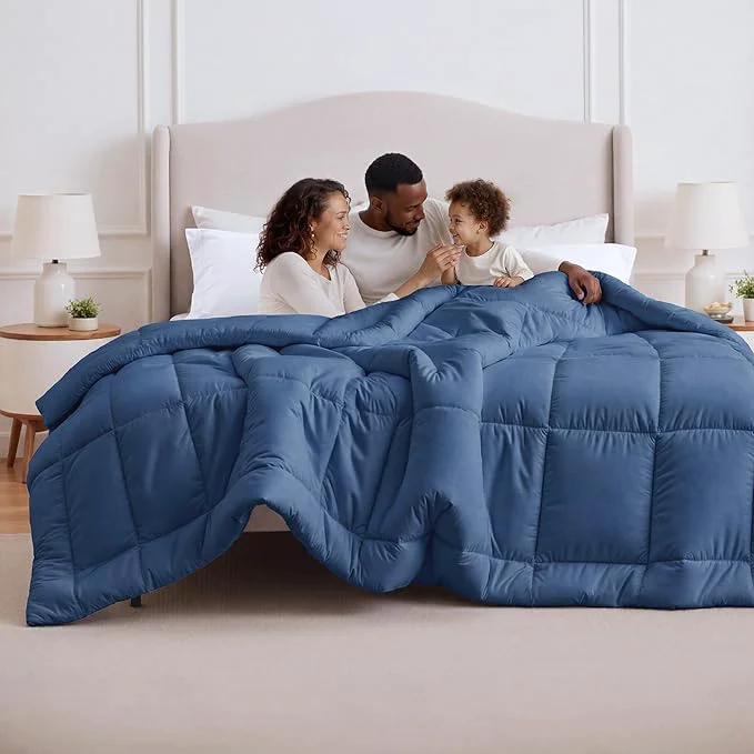 Easy-to-Use Bedsure Comforter Duvet Insert – Quilted Comforters Oversize Queen All Season Duvet GentleSoft Down Bedding with 8 Tabs Gifts for Women Men Dark Slate Blue Oversize Queen 98x98Inche Selected