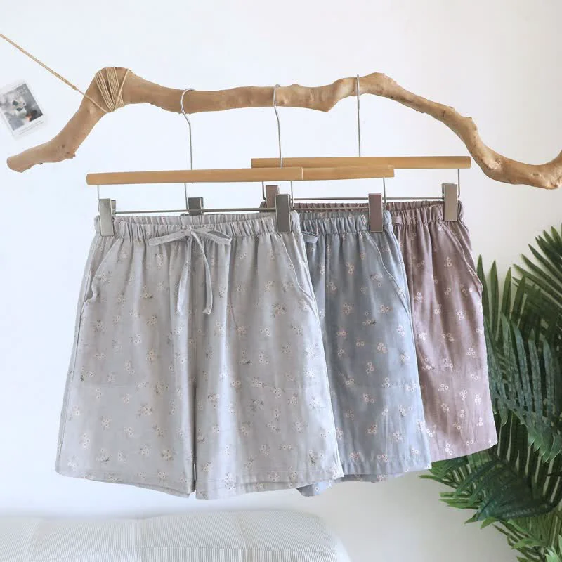 High-End Ownkoti Cherry Blossom Cotton Pajama Shorts Fine Crafted