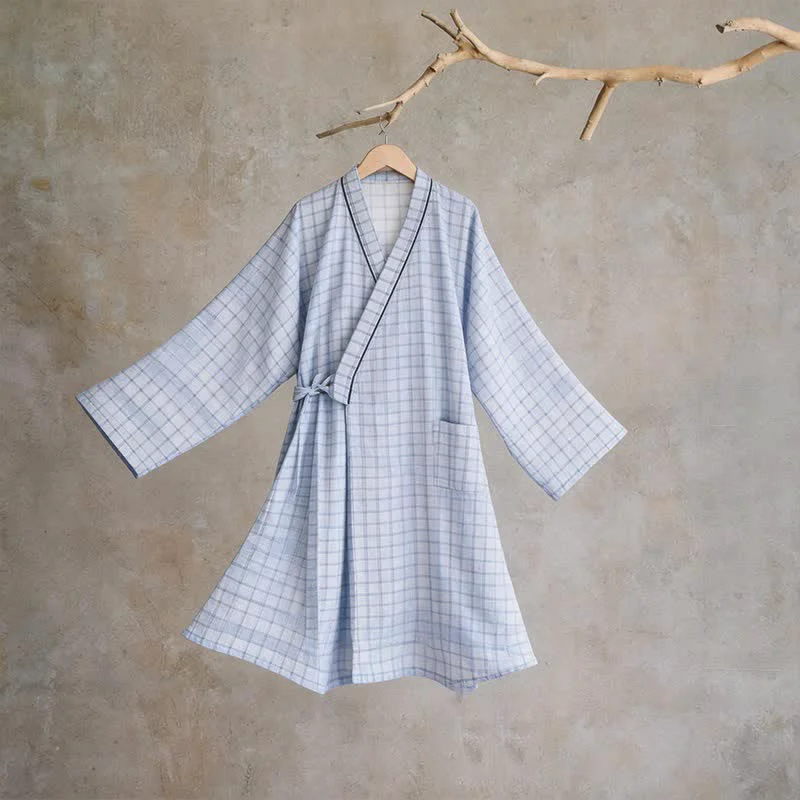 World-Class Ownkoti Unisex Grid Cotton Kimono Robe Smart
