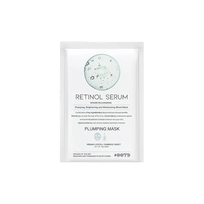 High-Performance Rejuvenating Retinol Sheet Mask Korean Vegan Wrinkle Lifting Plumping and Green