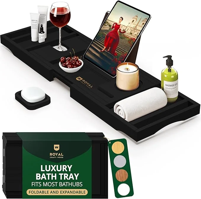 Selected ROYAL CRAFT WOOD Premium Foldable Bathtub Tray Caddy Soft