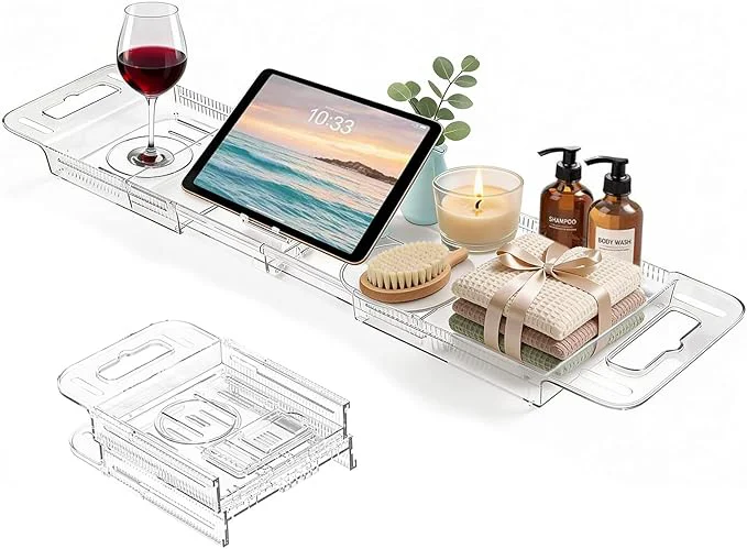Professional Expandable Bathtub Tray Caddy Foldable Bath Table Trays Bathtub Bathroom Efficient