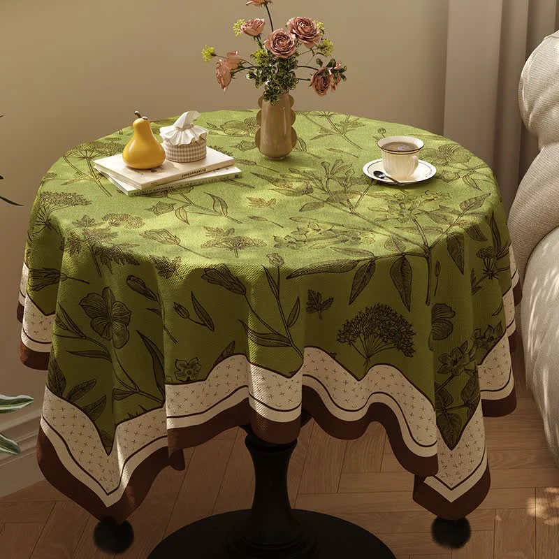 Original Design Ownkoti French Country Style Green Floral Tablecloth Minimalist