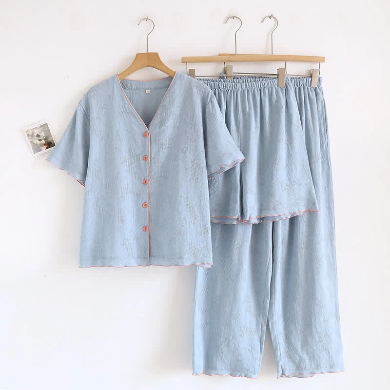 Comfortable Ownkoti Sky Blue Cotton Pajama Set PCS Green