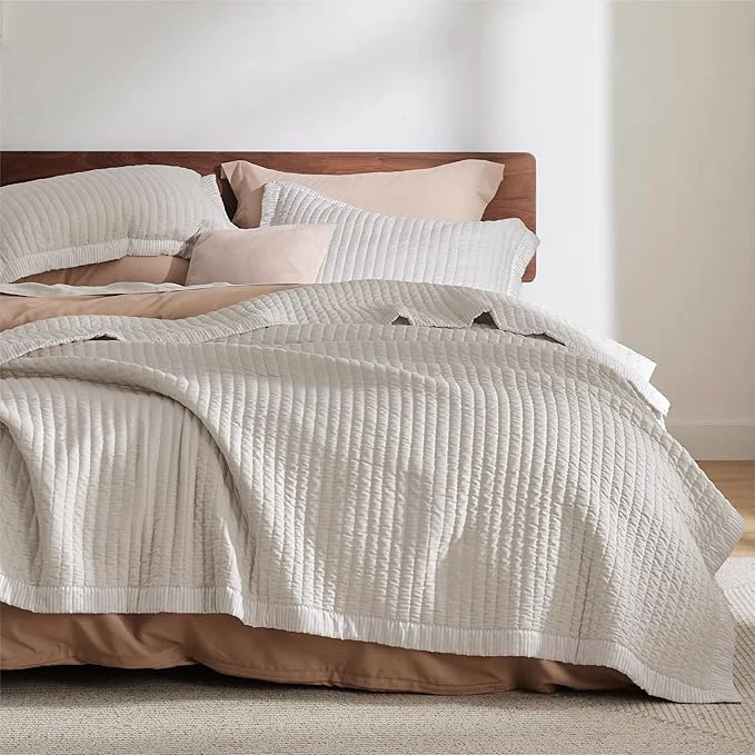 Relaxed Bedsure Quilts Queen Size – Queen Quilt Bedding Set Bedspread Coverlet Comforter Lightweight Corduroy Pattern Bedspread 3-Piece Set with 90 quot x96 quot Coverlet amp 2 Pillow Shams All-Season Soft Microfiber First-Class