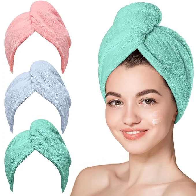 Sustainable Hicober Microfiber Hair Towel 3 Packs Hair Turbans Enhanced
